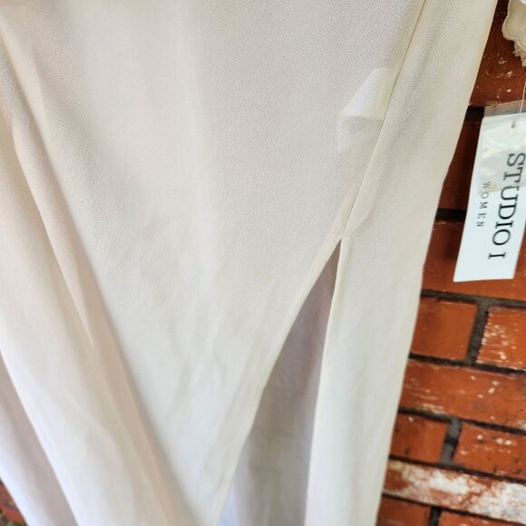 Studio I Women's Cardigan Duster Longline Sheer Cream With Beaded Sleeve - Picture 3 of 11